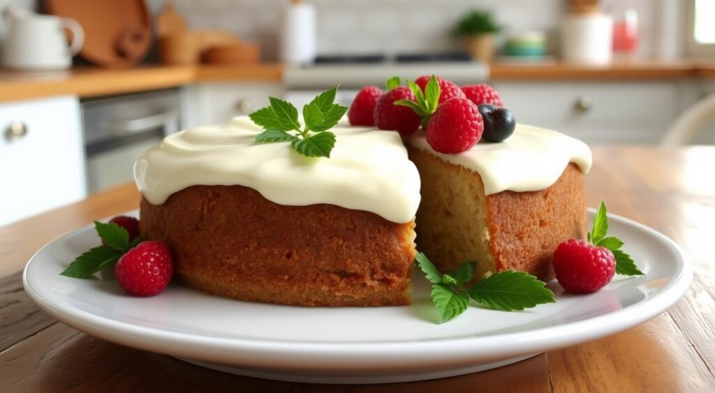 Gluten free pound cake with cream cheese frosting